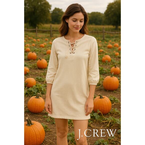 J Crew Ivory Sweatshirt Dress Sz. M - Picture 1 of 5